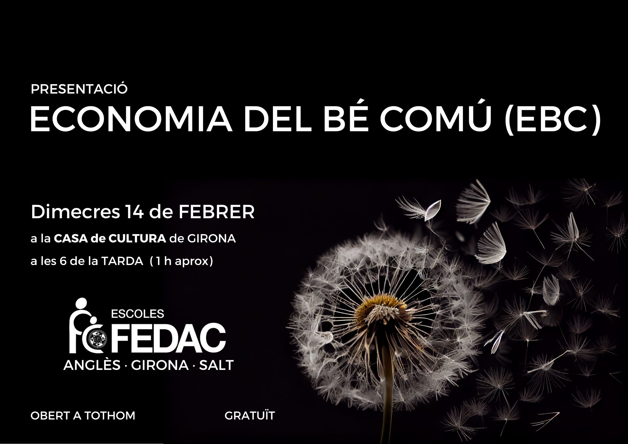 Presentació de l’ECONOMIA DEL BÉ COMÚ – Escoles FEDAC